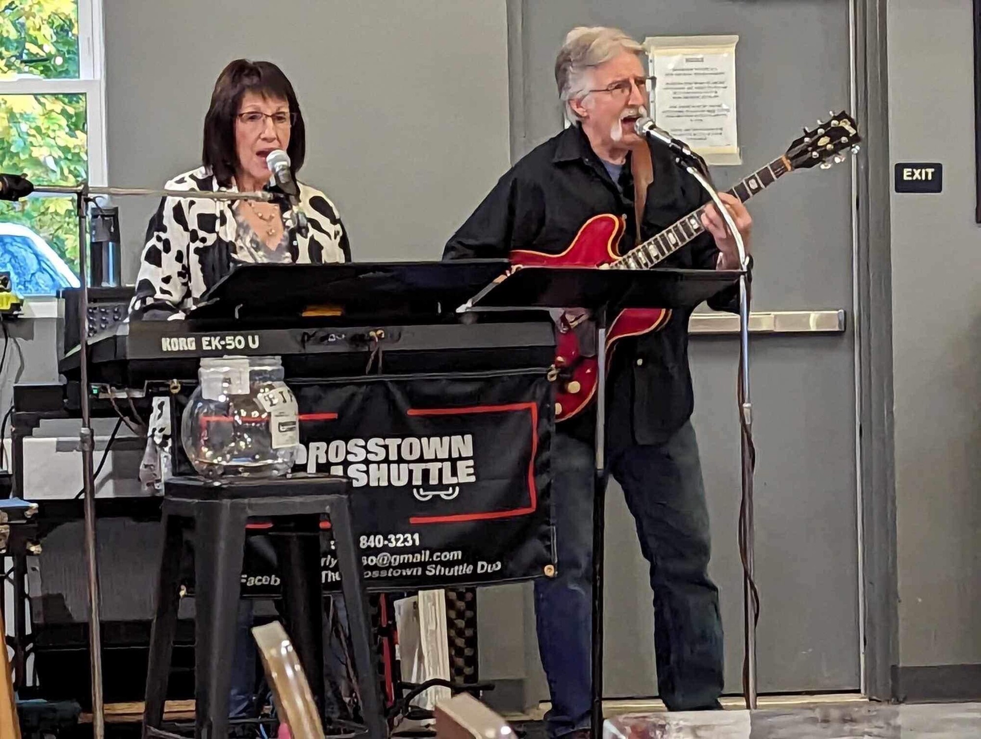 Charlie and Beverly playing a daytime show at a community hall